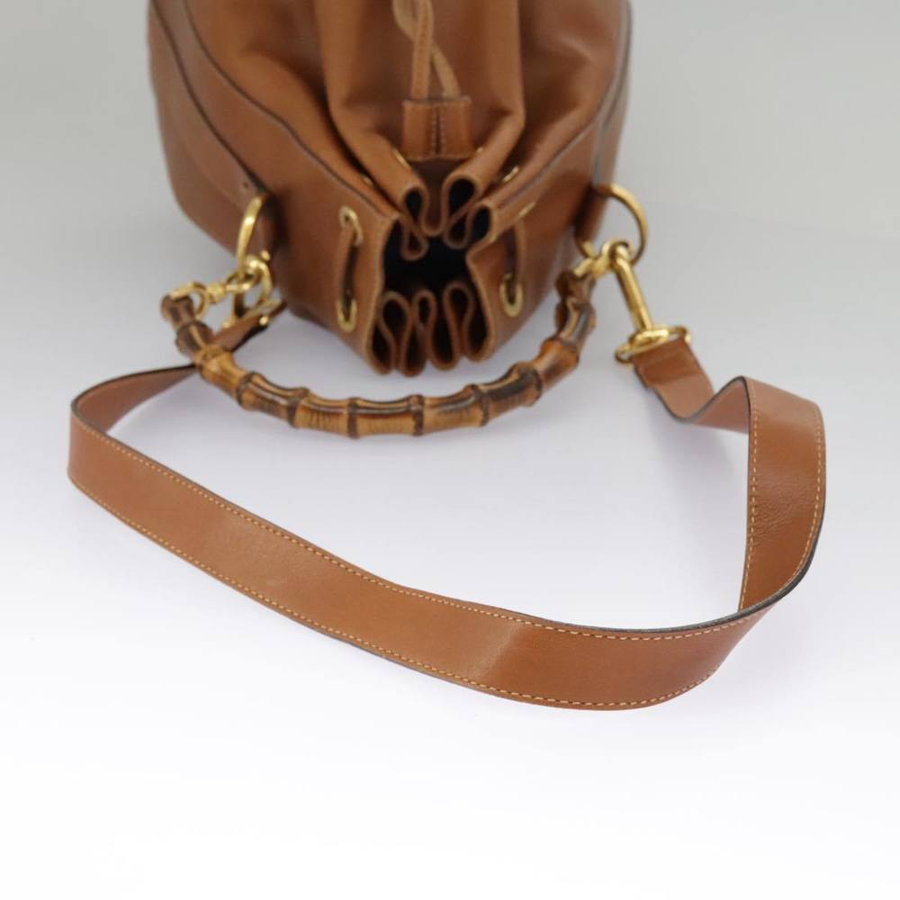 GUCCI Bamboo Shoulder Bag Leather 2way Brown Gold 001 2040 1657 Auth 96299 - Picture 8 of 16
